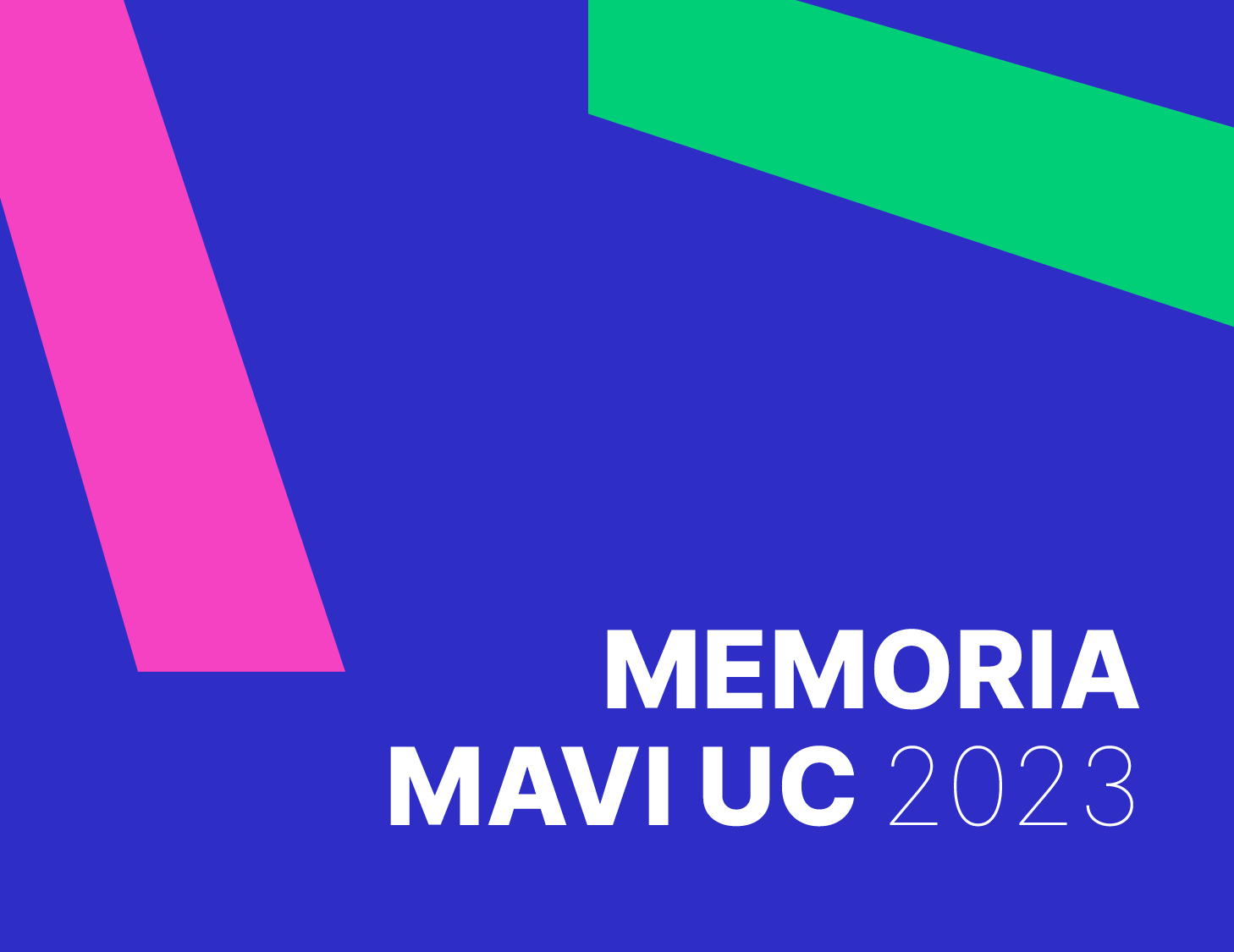 Imagen de color azul con un texto que dice Memoria MAVI UC 2023